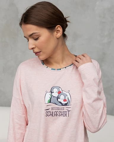 Жіночий комплект зі штанами в клітинку - Сплячі пінгвіни - offizielles schlafshirt