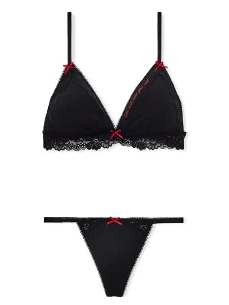 Комплект білизни Victoria's Secret Pink - Limited-Edition PINK Wink™ Flirty Gift Set - колір Black Forever Lace V-Day Pack - зображення 1