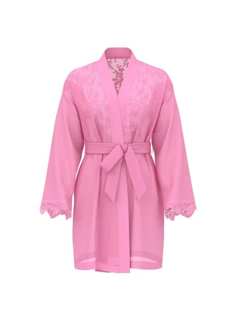 Сатиновий халат Victoria's Secret Chiffon & Lace Short Robe - колір Rose Garden